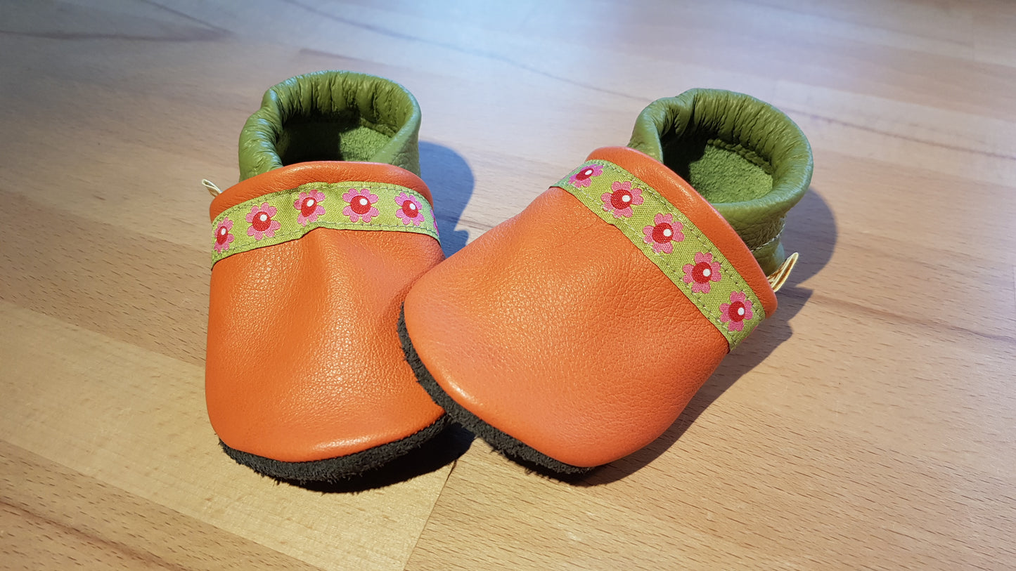 -Gr.2 (19/20) Webband Blümchen oange-apfelgrün