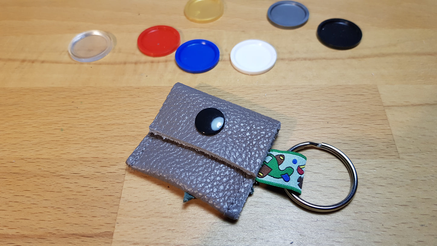 Chiptäschchen dunkelgrau mit Baufahrzeugeband
