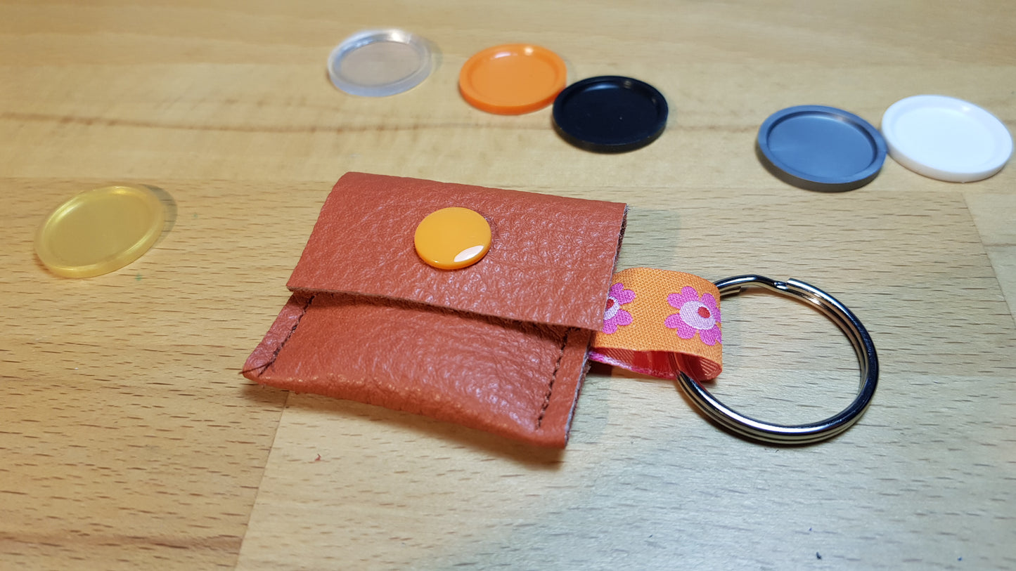 Chiptäschchen dunkelorange mit Blümchenband
