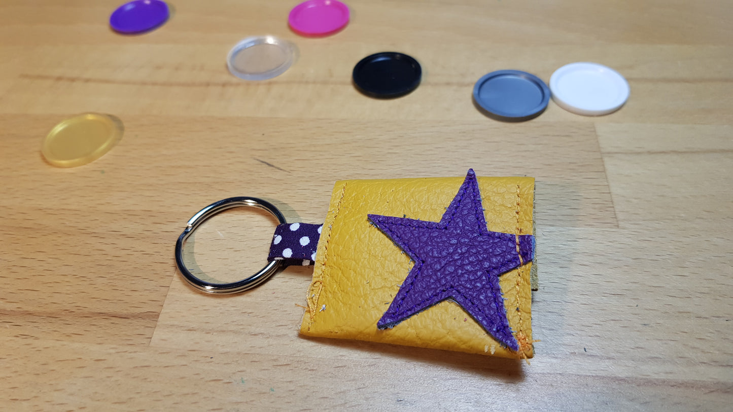 Chiptäschchen gelb mit Pünktchenband