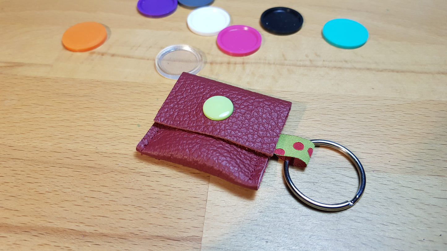 Einkaufswagen-Chiptäschchen Weinrot mit Pünktchenband