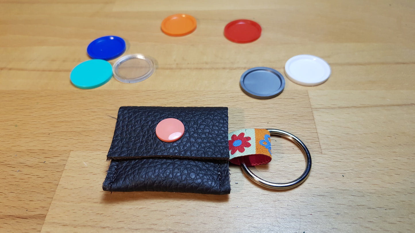 Einkaufswagen-Chiptäschchen dunkelbraun mit Blumenband