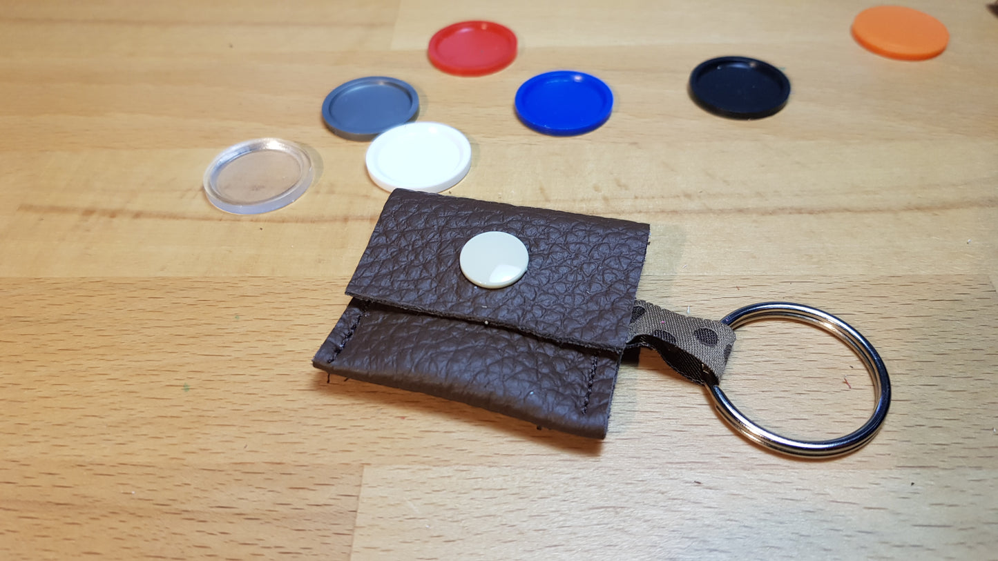 Einkaufswagen-Chiptäschchen dunkelbraun mit Pünktchenband