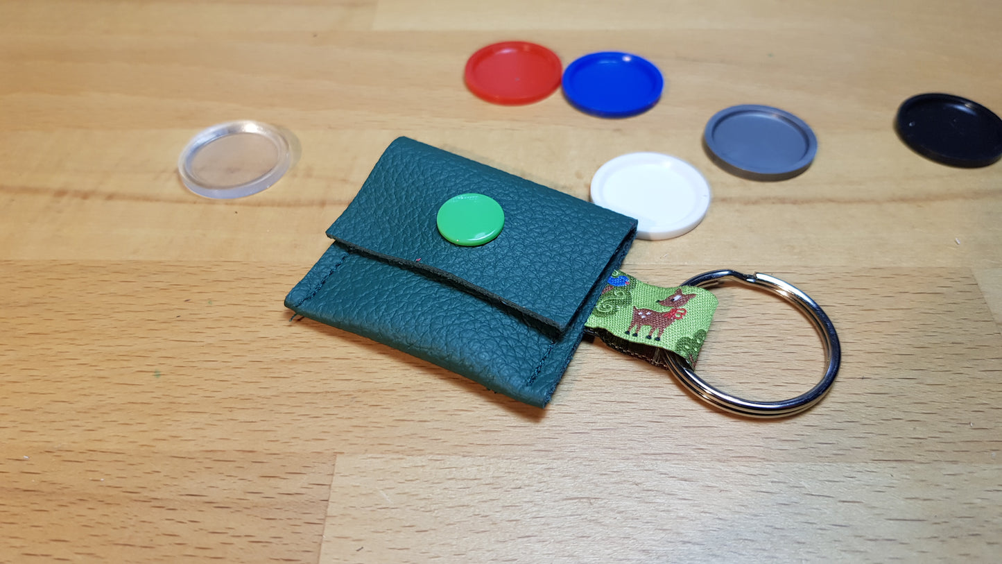Einkaufswagen-Chiptäschchen dunkelgrün mit Rehband