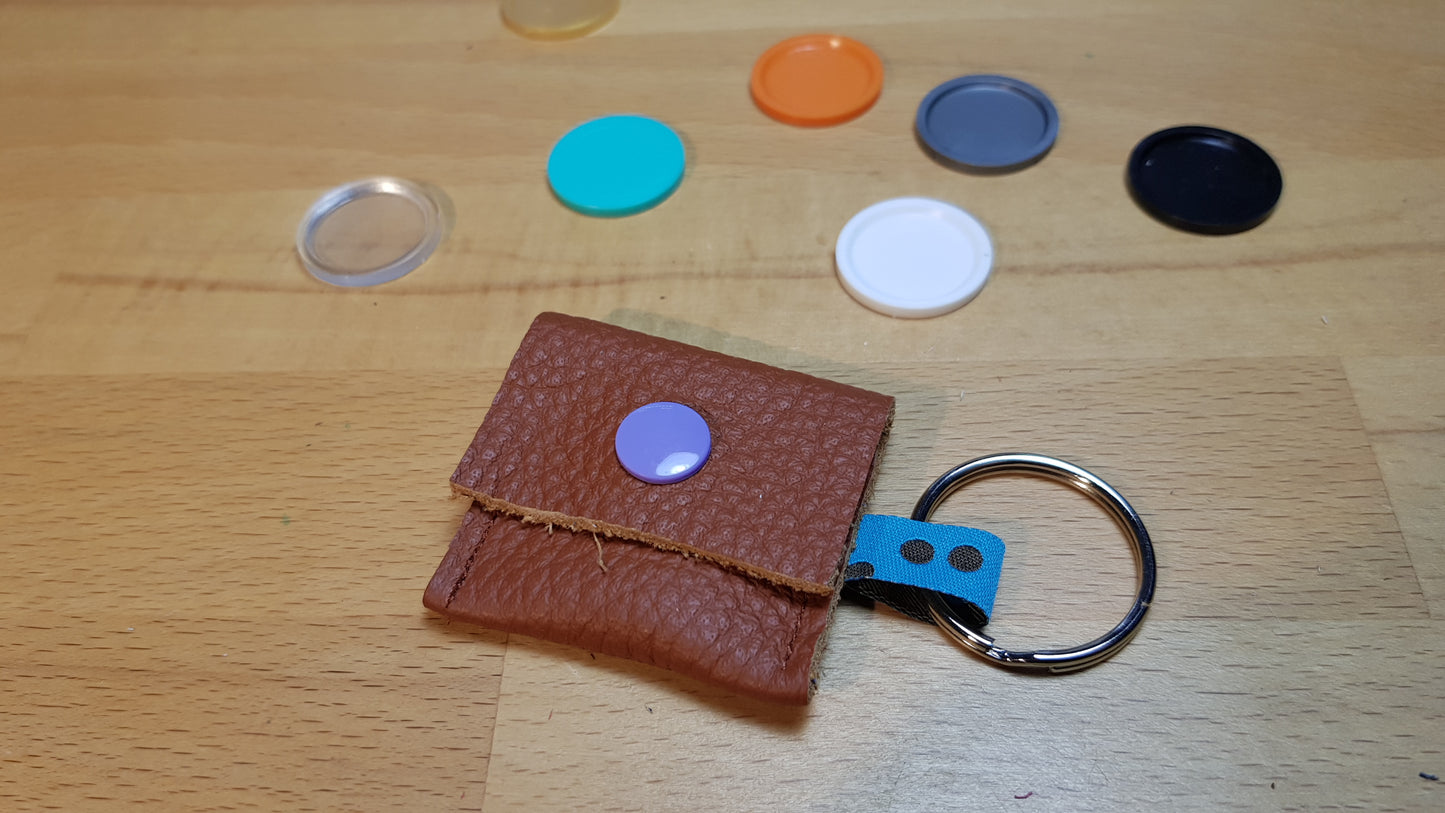 Einkaufswagen-Chiptäschchen rehbraun mit Pünktchenband