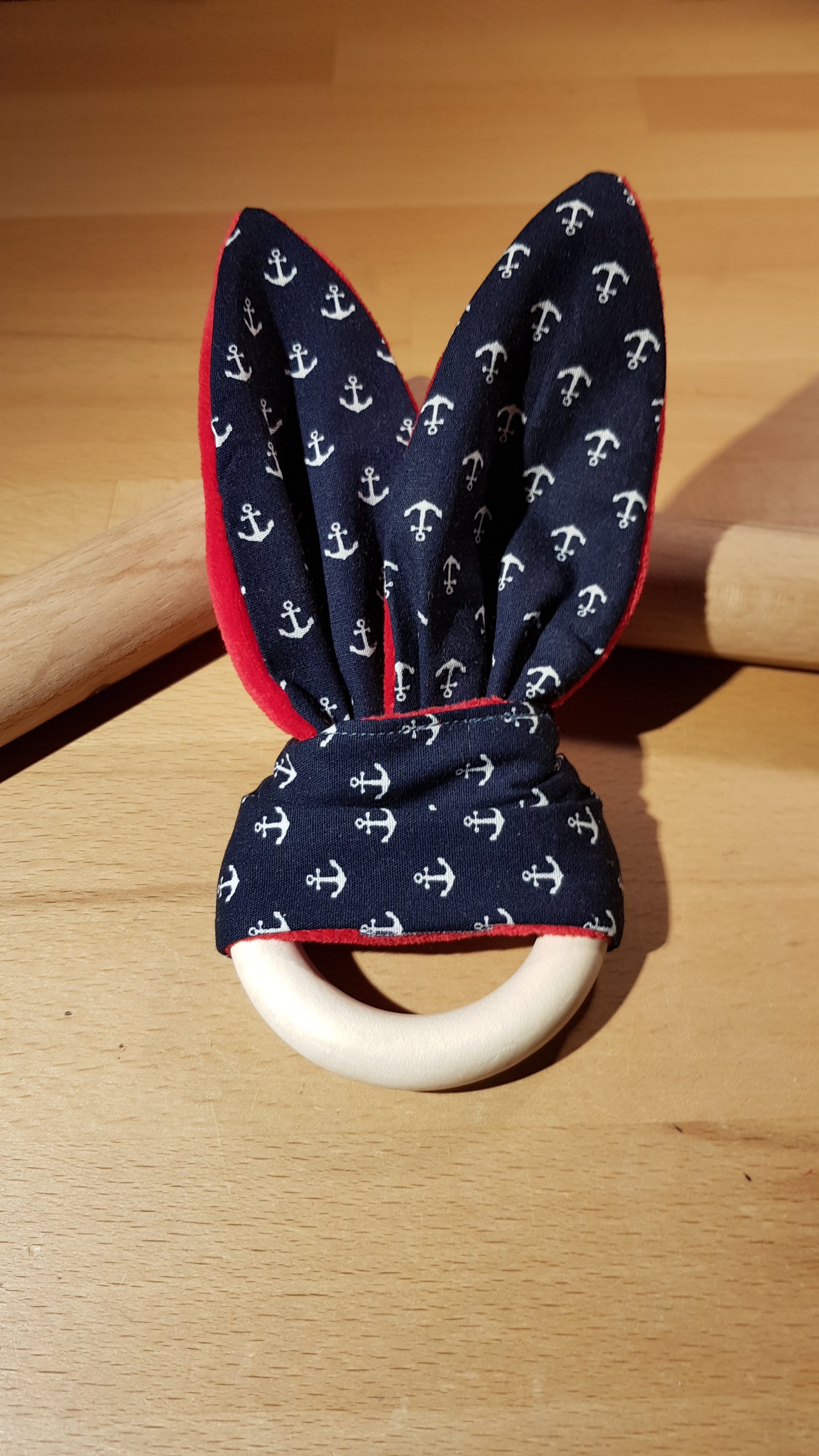 Knisterohr dunkelblauer Ankerstoff + roter Nickistoff