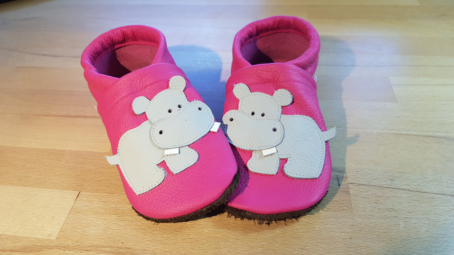 Lederpuschen Nilpferd pink