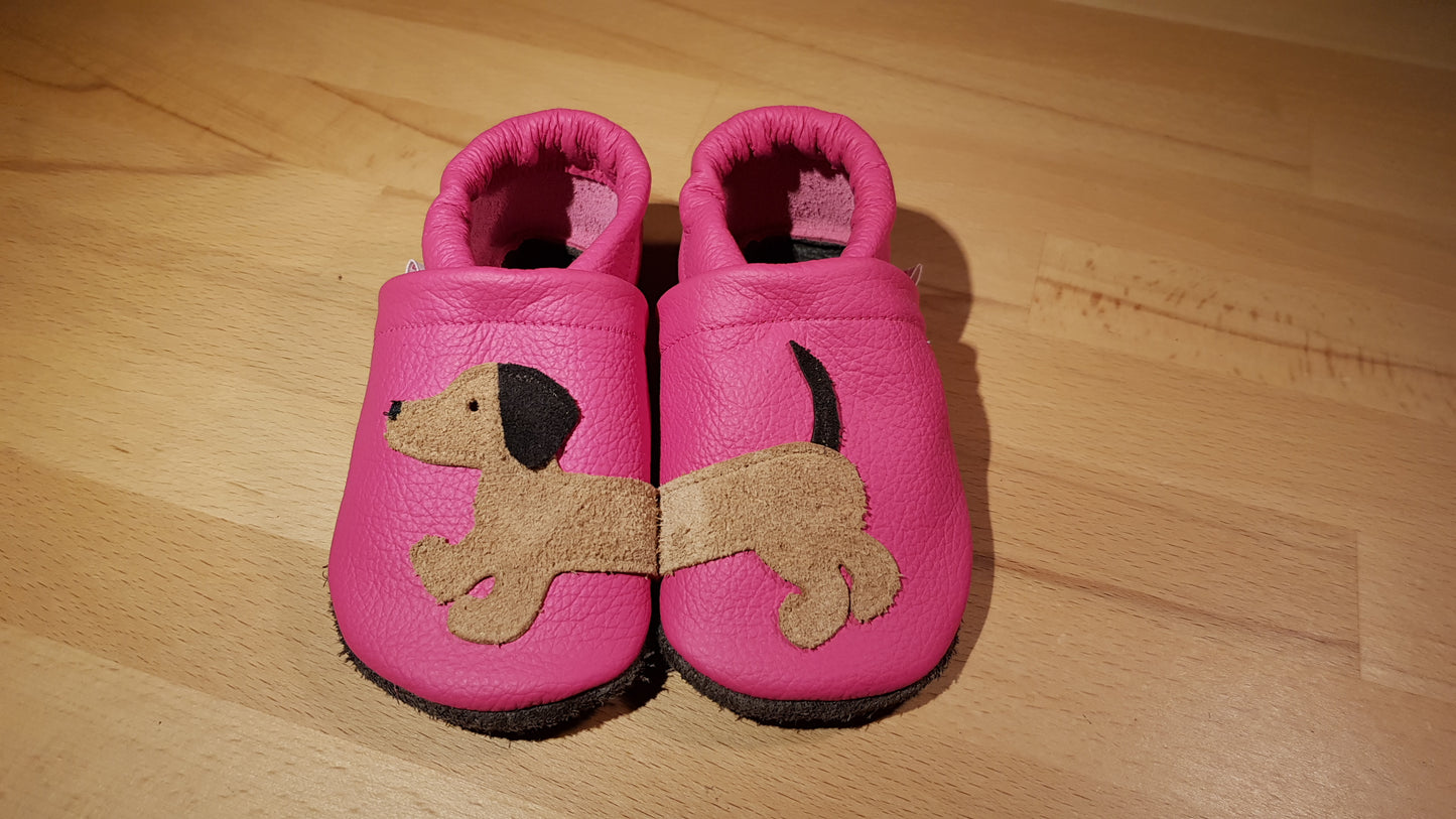 Lederpuschen Dackel pink