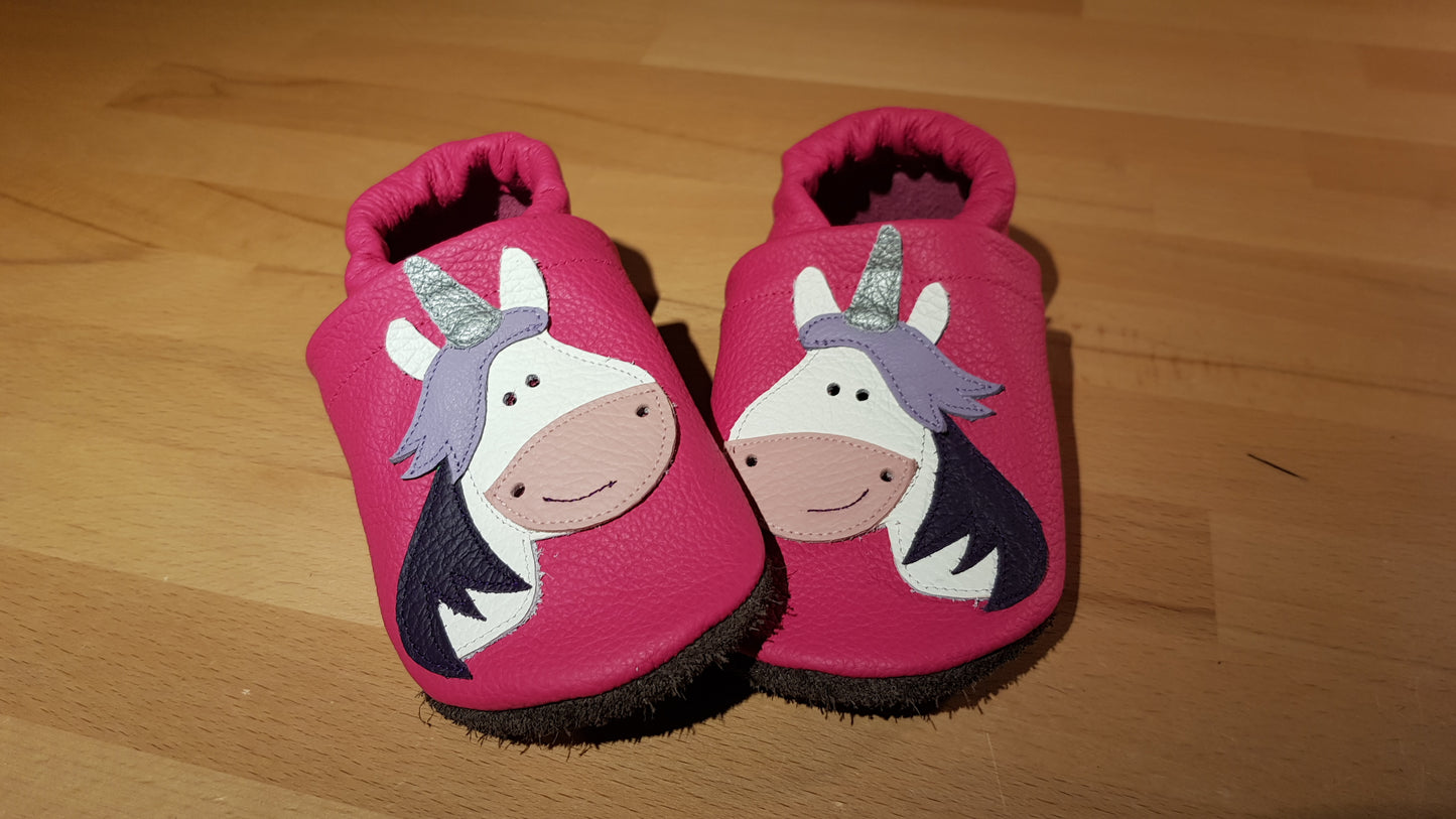 Lederpuschen Einhorn pink