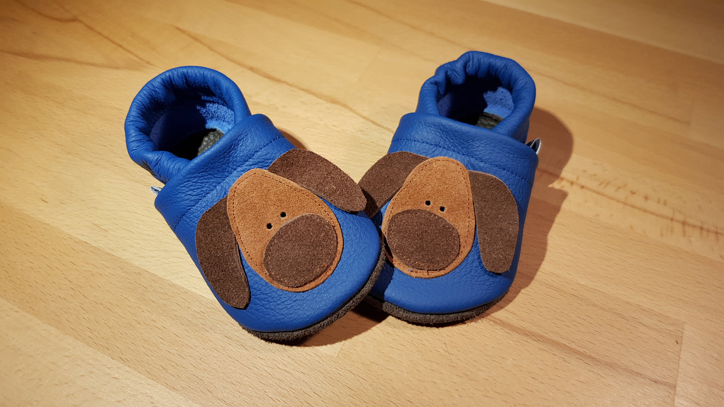 Lederpuschen Hundekopf capriblau