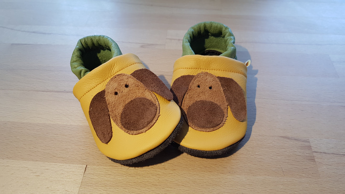 Lederpuschen Hundekopf gelb
