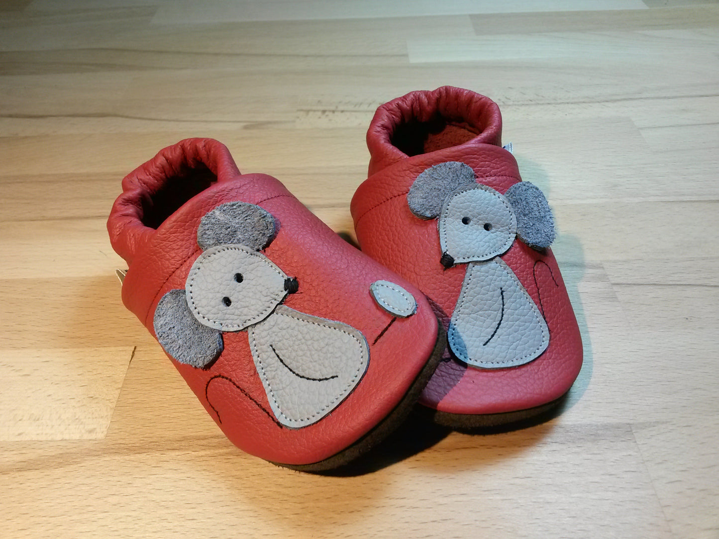 Lederpuschen Maus rot