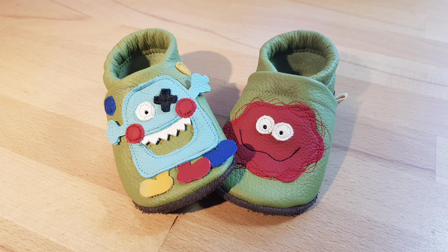 Lederpuschen Monster und Wusel apfelgrün