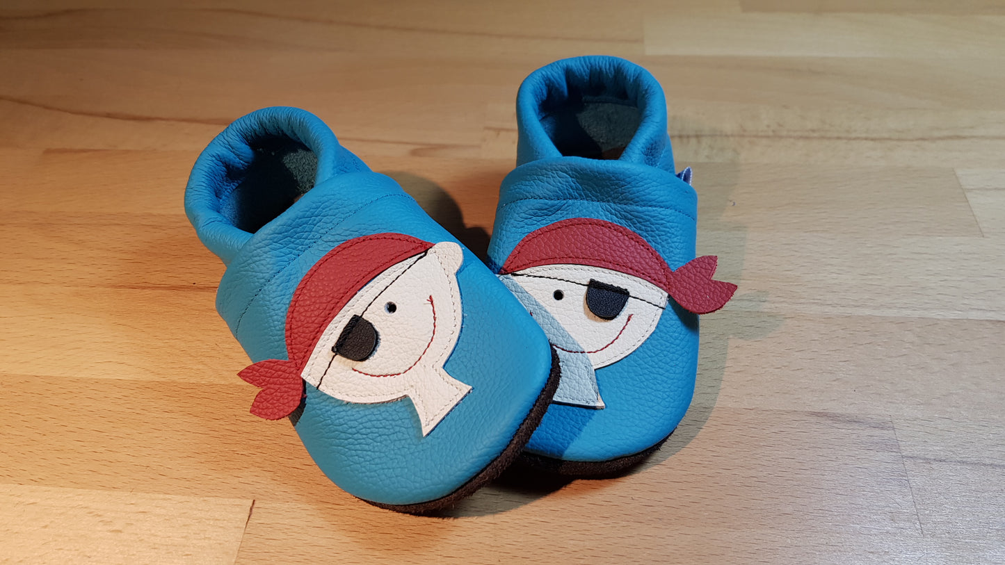 Lederpuschen Pirat türkis
