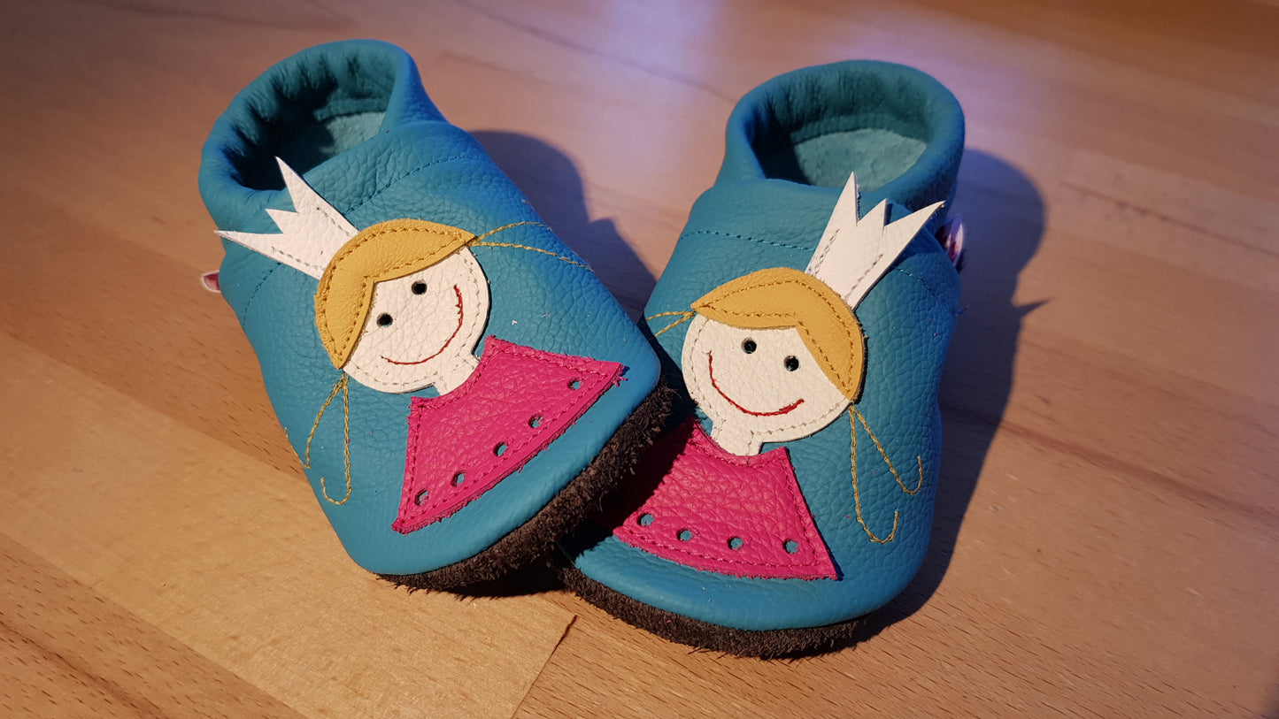 Lederpuschen Prinzessin türkis