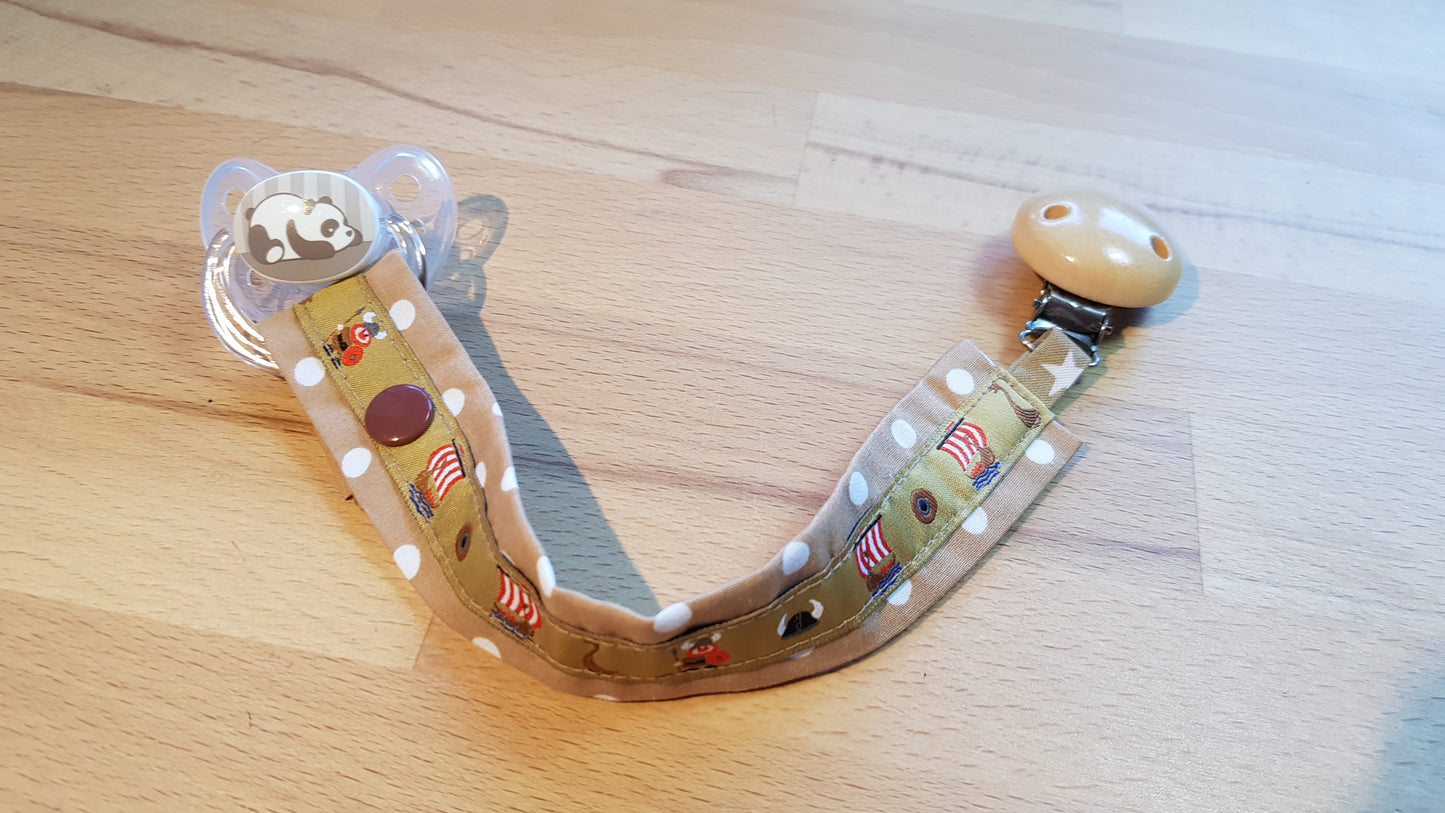 Schnullerband hellbraun-weiß + Wikingerband