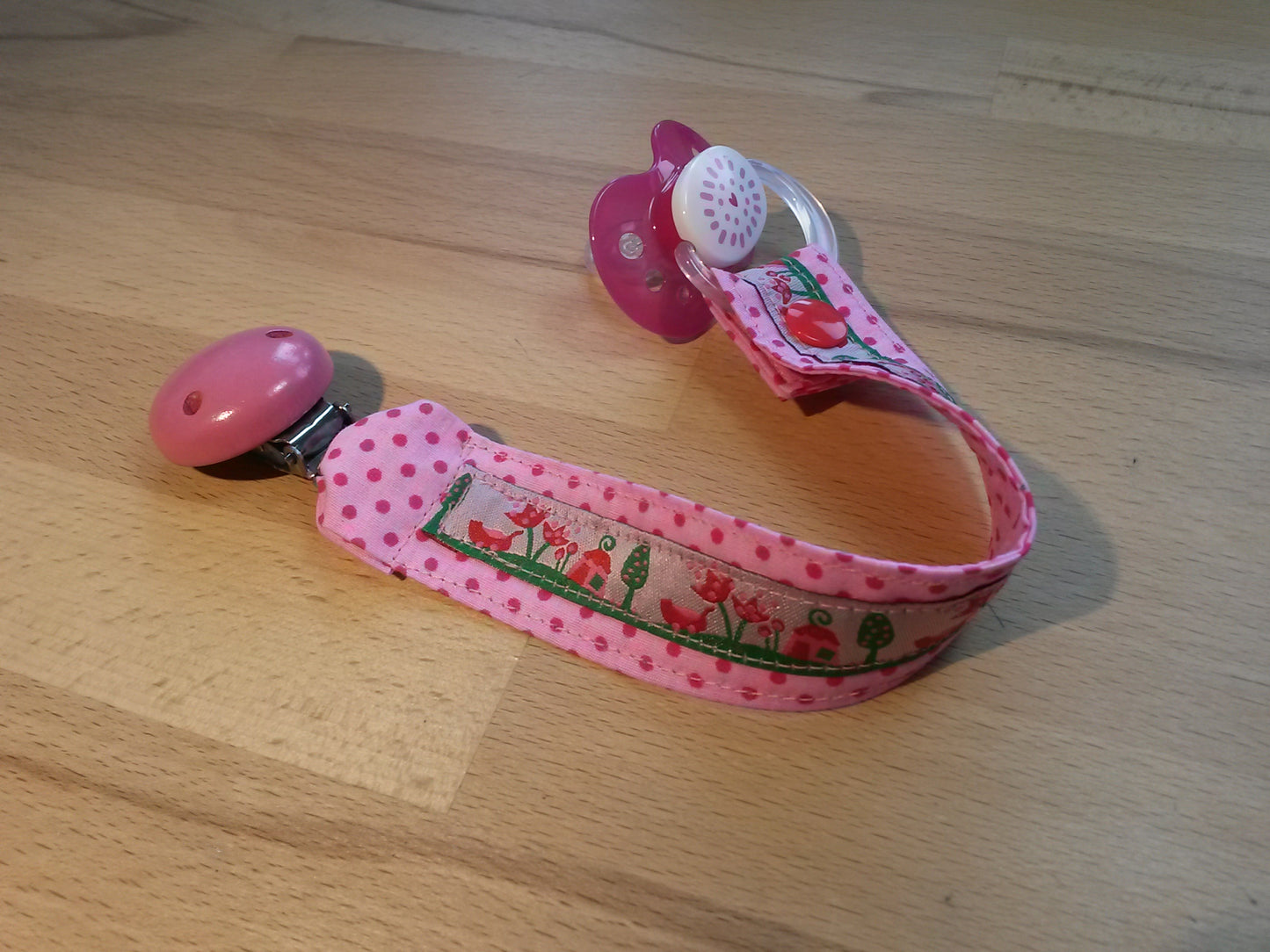 Schnullerband rosa-pink + Kinderwagenband