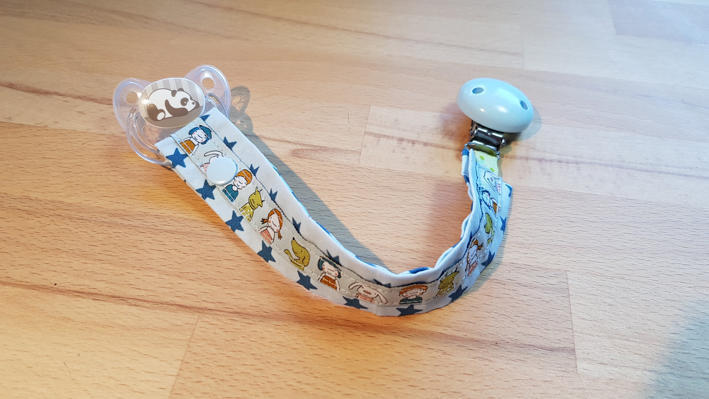 Schnullerband hellblau-mittelblau + Kinderband