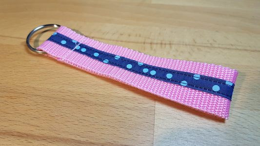 Schlüsselband Gurtband rosa mit Pünktchenband