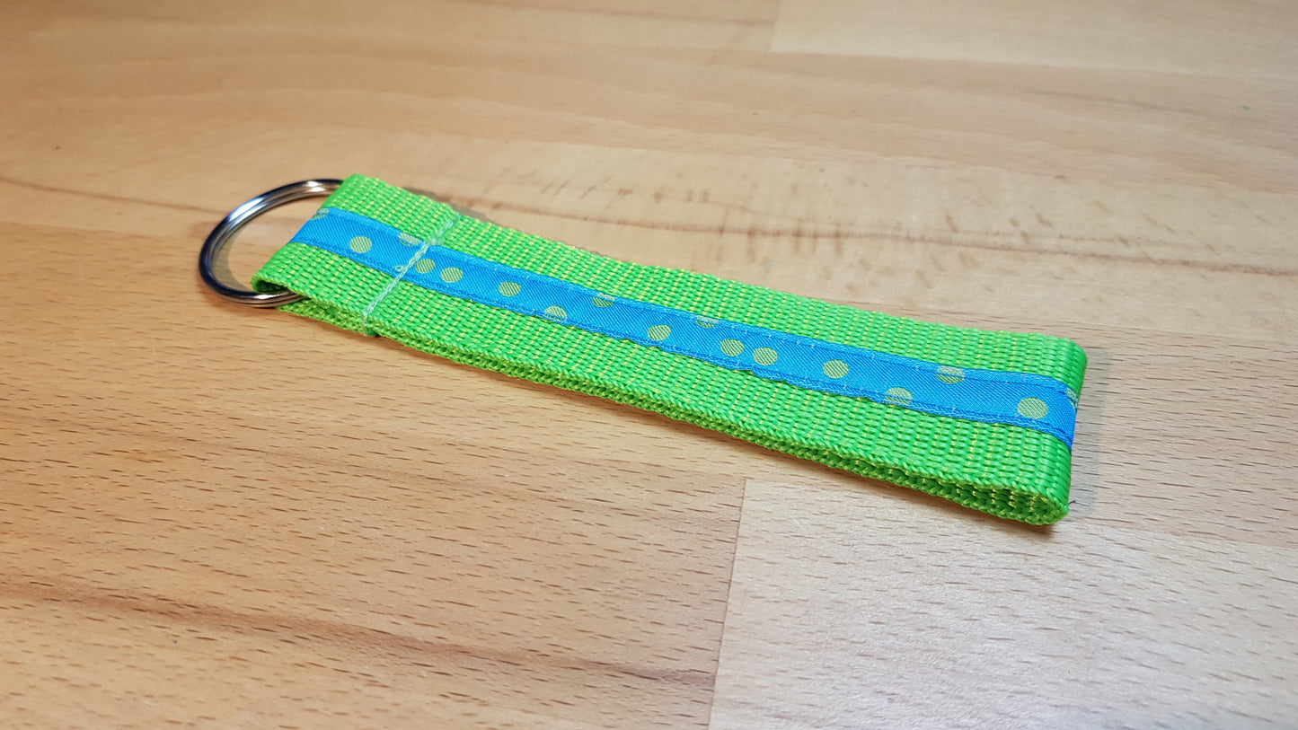 Schlüsselband Gurtband grün + Pünktchenwebband