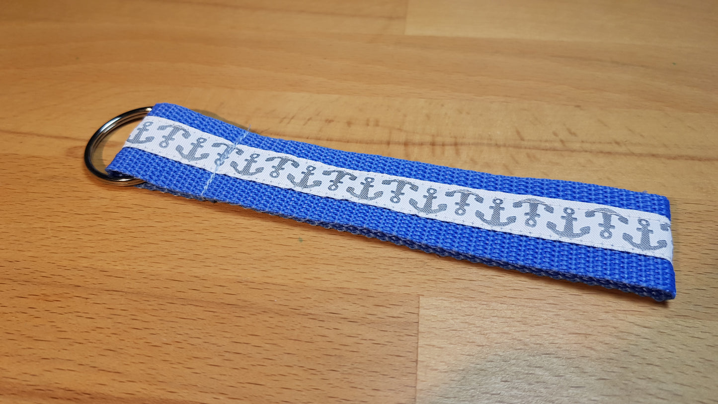 Schlüsselband Gurtband blau + Ankerwebband
