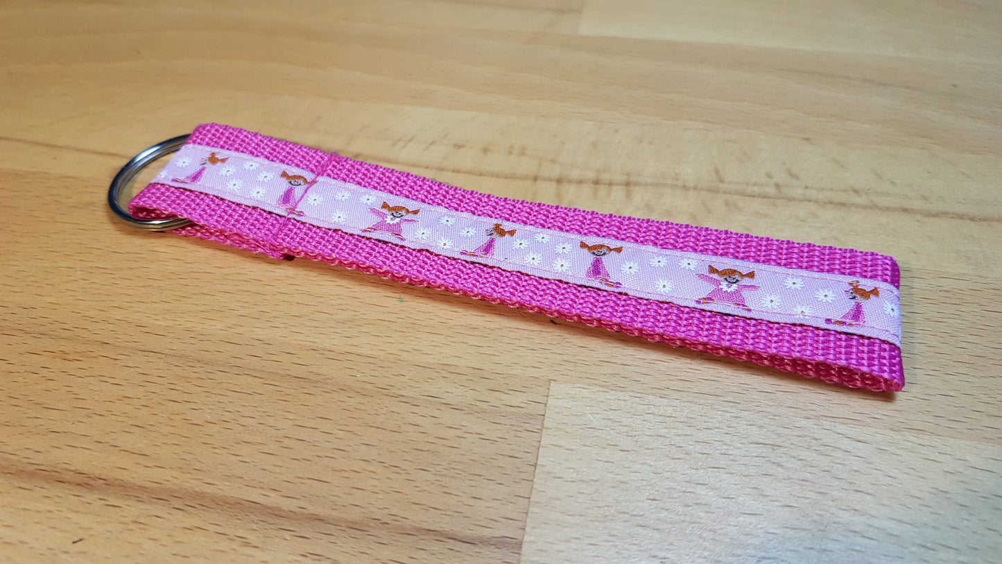 Schlüsselband Gurtband pink + Püppchenwebband