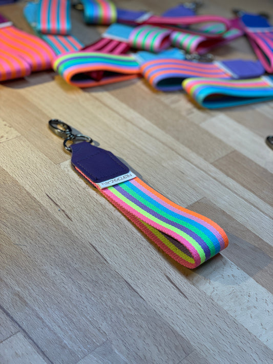 Schlüsselband Gurtband BUNT neon-Streifen
