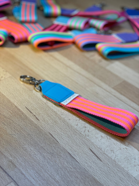 Schlüsselband Gurtband BUNT pink-orange