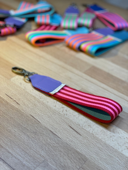 Schlüsselband Gurtband BUNT rot-pink