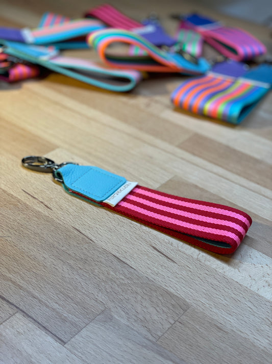 Schlüsselband Gurtband BUNT rot-pink