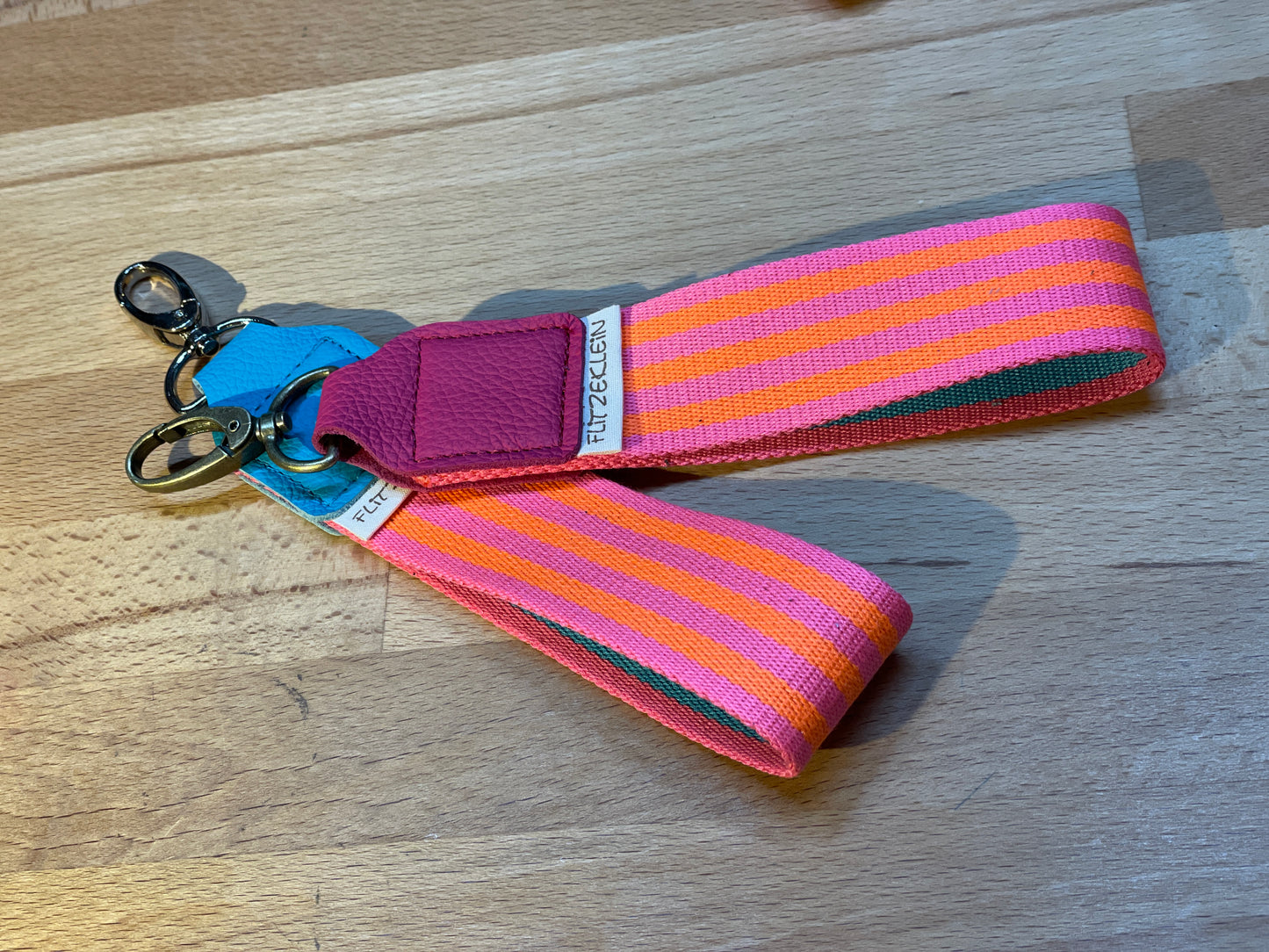 Schlüsselband Gurtband BUNT pink-orange