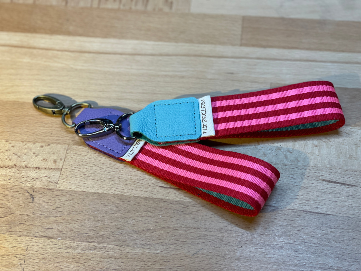 Schlüsselband Gurtband BUNT rot-pink