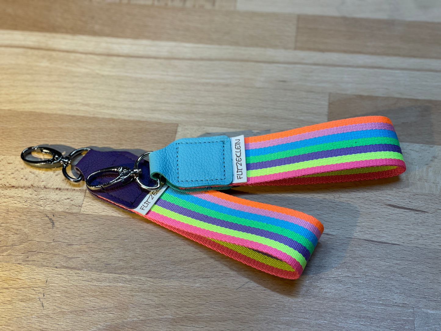 Schlüsselband Gurtband BUNT neon-Streifen