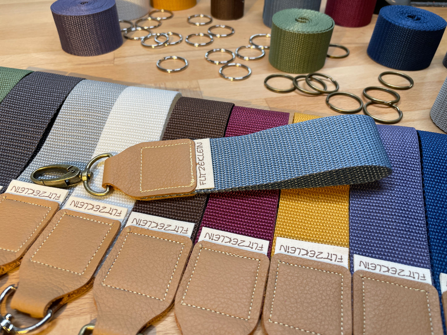 Schlüsselband Gurtband UNI mittelblau