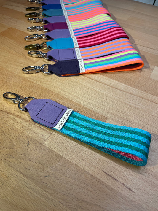 Schlüsselband Gurtband BUNT türkis-grün