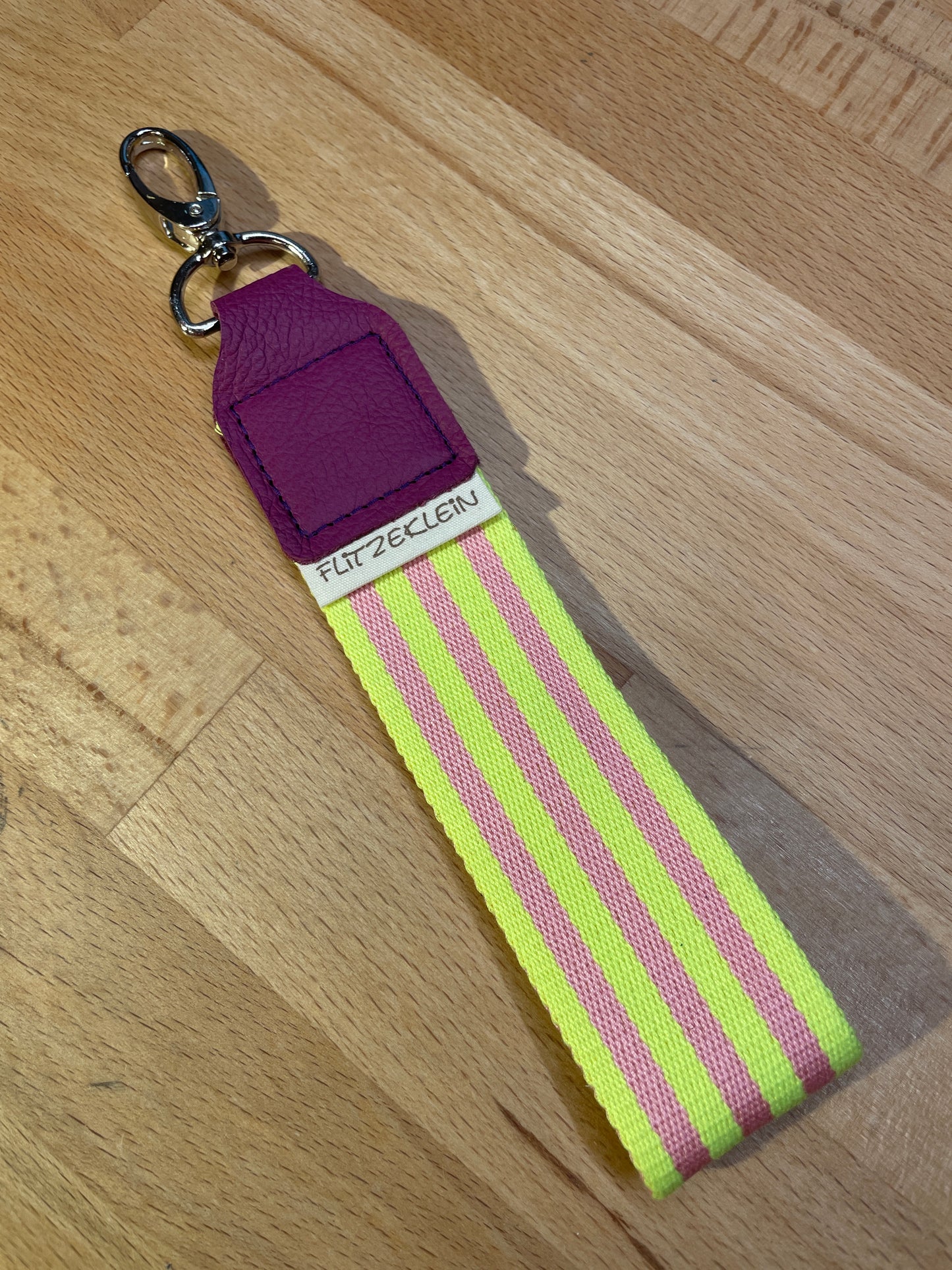 Schlüsselband Gurtband BUNT gelb-rosa
