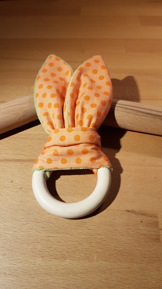 Knisterohr orange mit Punkten + grüner Nickistoff