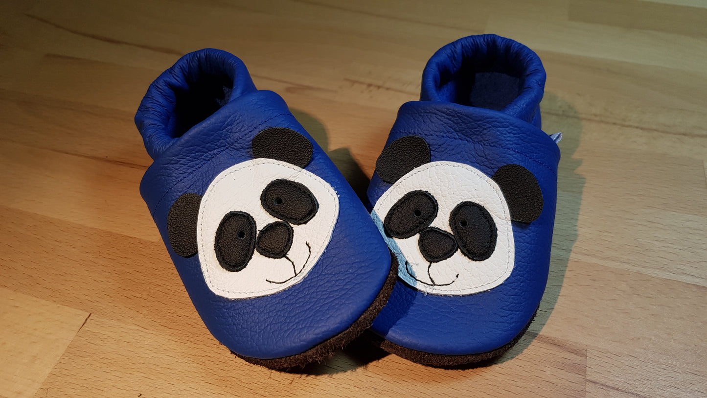 Lederpuschen Panda capriblau